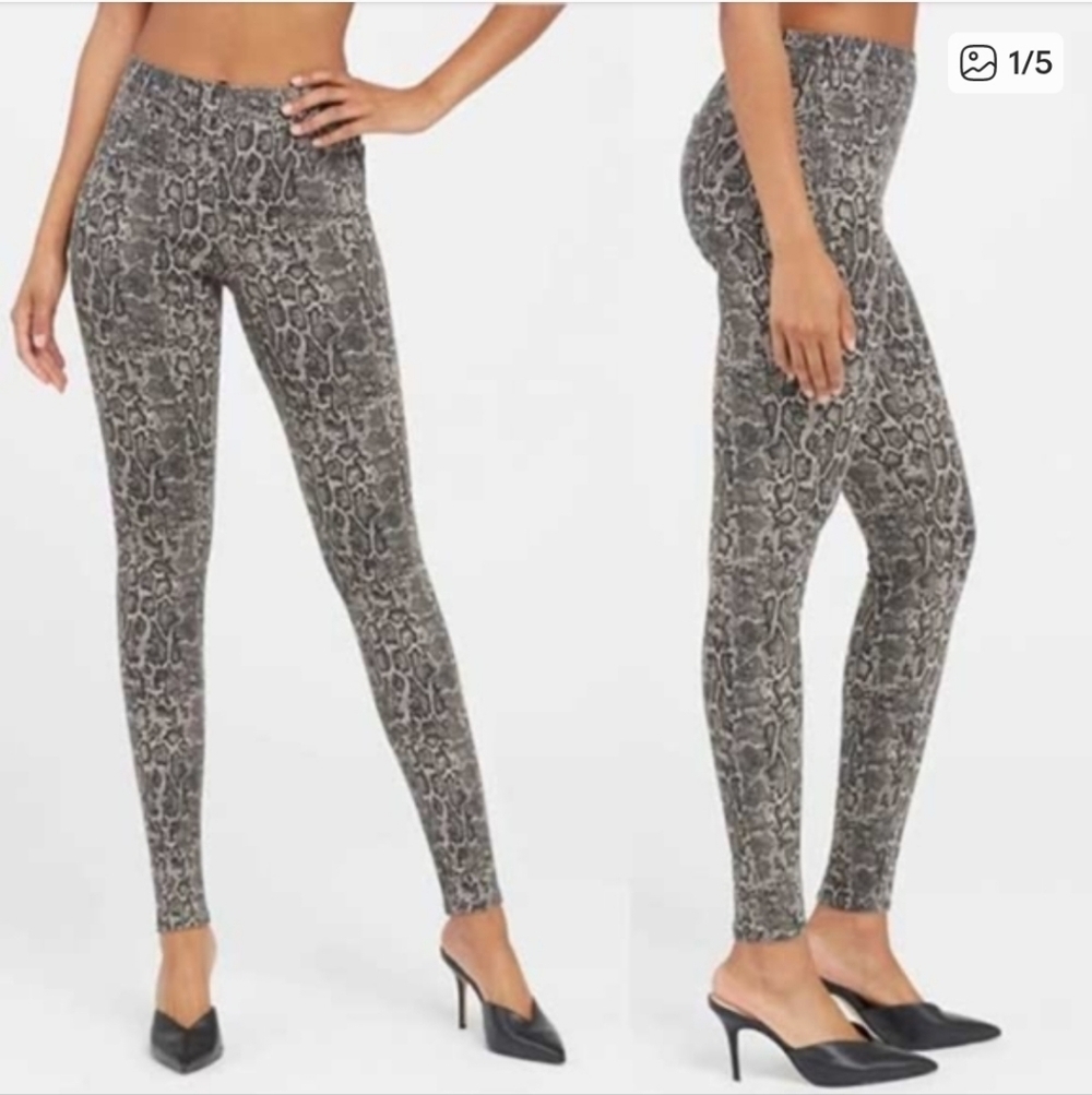 SPANX Taupe Snakeskin Print Leggings